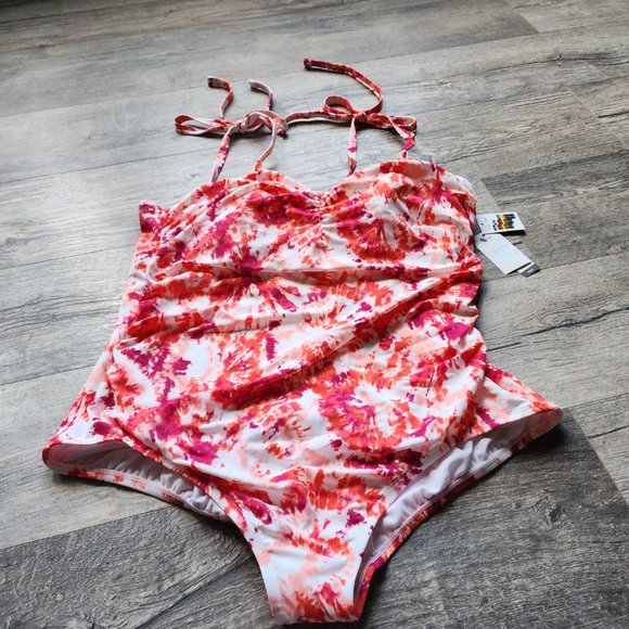 NWT Time and Tru Women’s and Plus One Piece Tie Shoulder Swimsuit Size 2x 22/24 - Picture 3 of 5